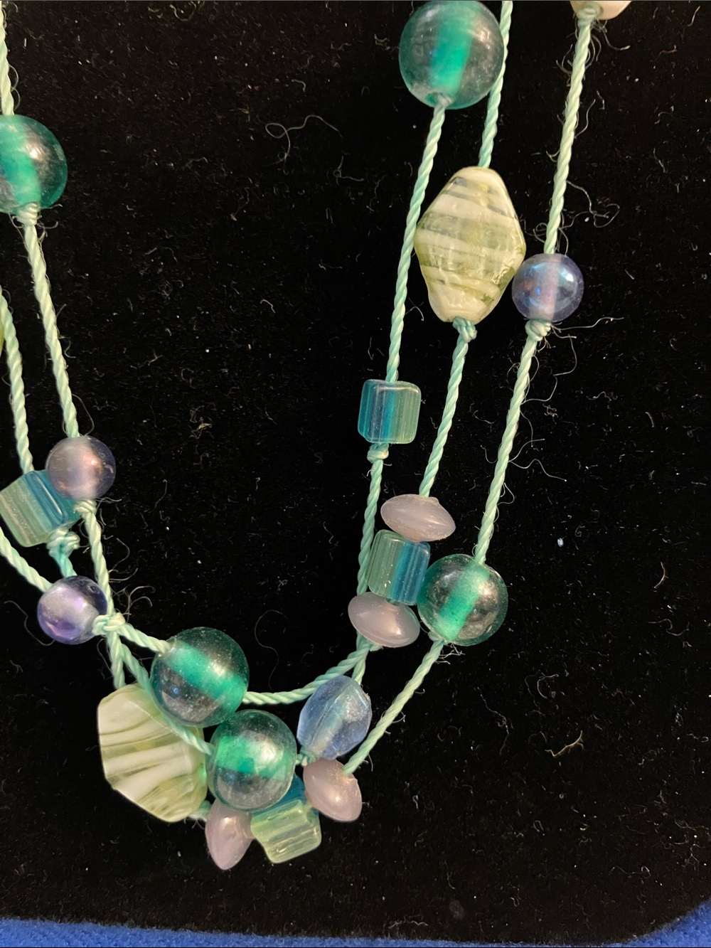 Turquoise Multi-Strand Beaded Necklace with Mixed Accent Beads - Picture 2 of 4
